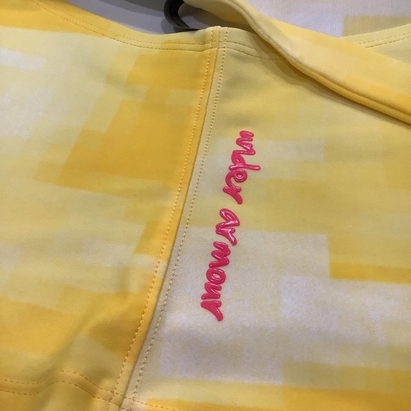Under Armour Yellow Pixel Ombré Athlettic Tankini Swimsuit Top Halter Tie Dye - Picture 12 of 14